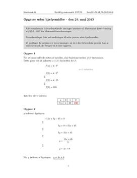 STX Matematik B 29. maj 2013 - Delprøven uden hjælpemidler