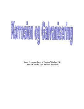 Korrosion og Galvanisering af Jern - Rapport i Kemi