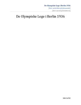 OL i Berlin 1936 | Opgave i Historie