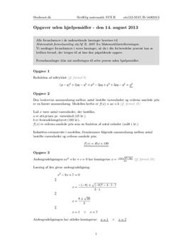 STX Matematik B 14. August 2013 - Delprøven uden hjælpemidler