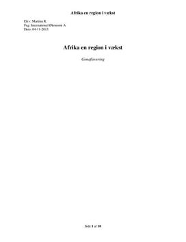 Afrika - En region i vækst | International Økonomi
