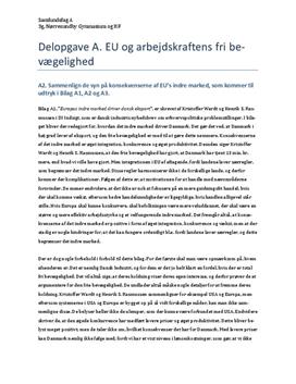 Delopgave A: EU og Arbejdskraftens fri bevægelighed | Samfundsfag A