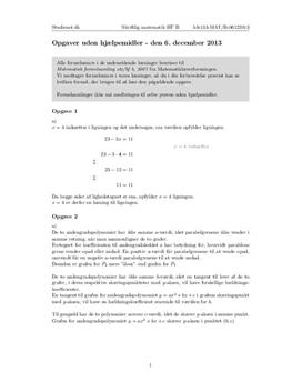 HF Matematik B 6. december 2013 - Delprøven uden hjælpemidler