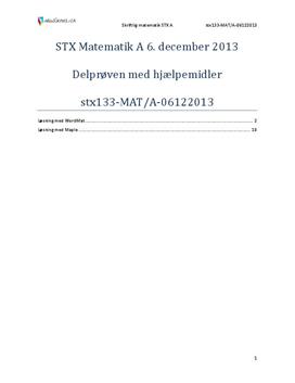 STX Matematik A 6. december 2013 - Delprøven med hjælpemidler