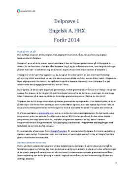 HHX Delprøve 1 Engelsk 2014 med netadgang vejledende opgave 4