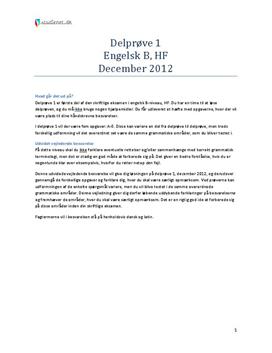 HF Delprøve 1 Engelsk B december 2012 | Vejledende Besvarelse