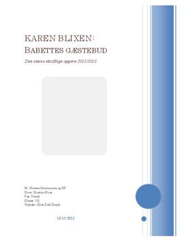 SSO om Karen Blixen & Babettes gæstebud