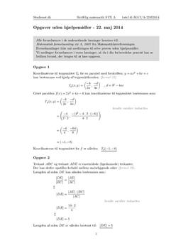 STX Matematik A 22. maj 2014 - Delprøven uden hjælpemidler