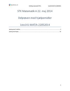STX Matematik A 22. maj 2014 - Delprøven med hjælpemidler