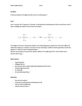Fremstilling af 2-chlor-2-methylpropan | Kemi B