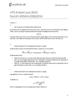 HTX Kemi A Eksamen 2. juni 2014 - Vejledende besvarelse