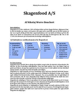 Værdikædeanalyse, SWOT-analyse og omverdensanalyse af Skagenfood