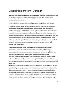 Det politiske system i Danmark | Redegørelse