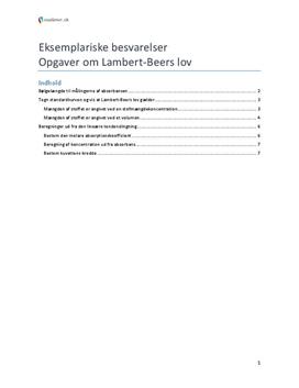 Eksempelbesvarelse af opgaver om Lambert-Beers lov
