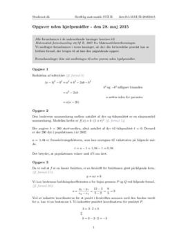 STX Matematik B 28. maj 2015 - Delprøven uden hjælpemidler