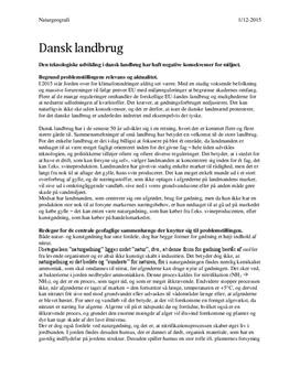Dansk landbrug  - Teknologiudviklingens miljøkonsekvenser