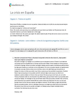 La crisis en España - Spansk A - Eksamen 29. maj 2013 - STX