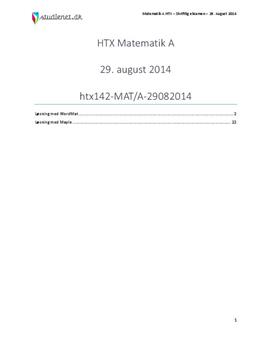 HTX Matematik A 29. august 2014 - Vejledende besvarelse