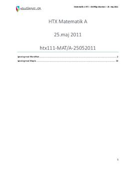 HTX Matematik A 25. maj 2011 - Vejledende besvarelse