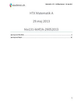 HTX Matematik A 29. maj 2013 - Vejledende besvarelse