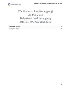 STX Matematik A NET 2015 28. maj - Delprøven med alle hjælpemidler