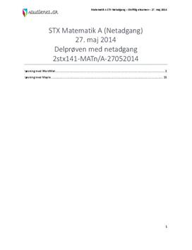 STX Matematik A NET 2014 27. maj - Delprøven med alle hjælpemidler