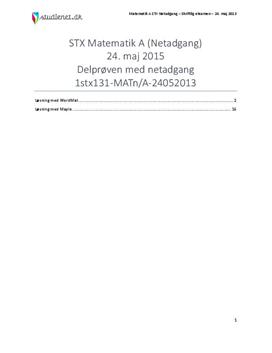 STX Matematik A NET 2013 24. maj - Delprøven med alle hjælpemidler