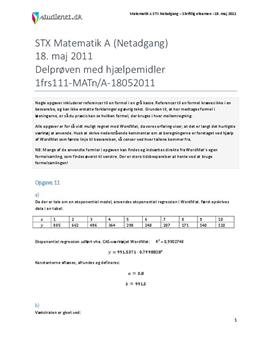 STX Matematik A NET 2011 18. maj - Delprøven med alle hjælpemidler