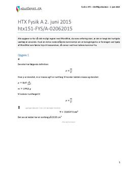 HTX Fysik A 2015 2. juni - Besvarelse af eksamenssæt