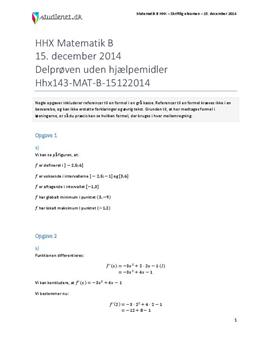 HHX Matematik B 2014 15. december - Delprøven uden hjælpemidler