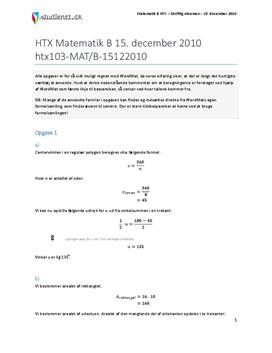 HTX Matematik B 15. december 2010 Hus og have - Vejledende besvarelse
