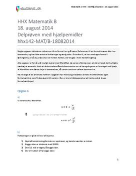 HHX Matematik B 2014 18. august - Delprøven med hjælpemidler