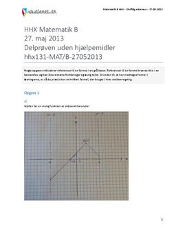 HHX Matematik B 2013 27. maj - Delprøven uden hjælpemidler