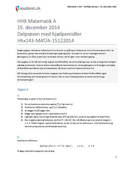 HHX Matematik A 2014 15. december - Delprøven med hjælpemidler