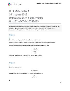 HHX Matematik A 2013 16. august - Delprøven uden hjælpemidler