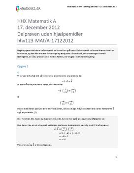 HHX Matematik A 2012 17. december - Delprøven uden hjælpemidler