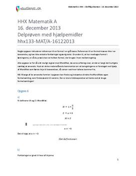 HHX Matematik A 2013 16. december - Delprøven med hjælpemidler