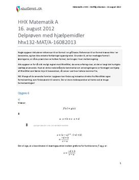 HHX Matematik A 2013 16. august - Delprøven med hjælpemidler