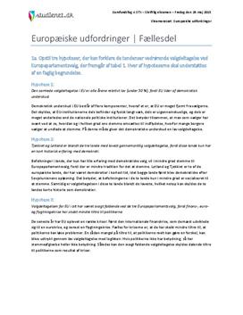 Europæiske udfordringer | Fællesdel | Samfundsfag A | Maj 2015
