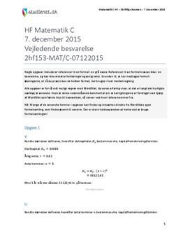 HF Matematik C 7. december 2015 - Vejledende besvarelse