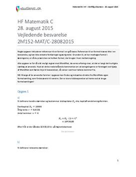 HF Matematik C 28. august 2015 - Vejledende besvarelse