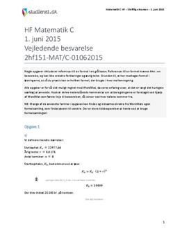 HF Matematik C 1. juni 2015 - Vejledende besvarelse