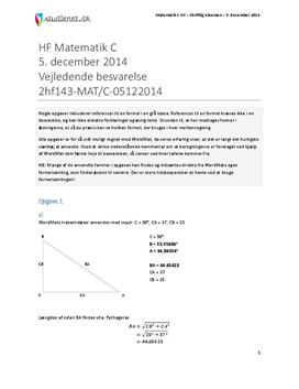 HF Matematik C 5. december 2014 - Vejledende besvarelse