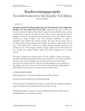 SRP om Socialdemokratiets ideologiske udvikling fra 1876-2004