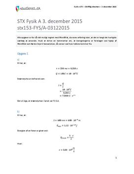 STX Fysik A 2015 3. december - Besvarelse af eksamenssæt