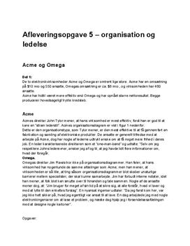 Analyse af Acme og Omega | Organisation og ledelse | Erhvervsøkonomi C