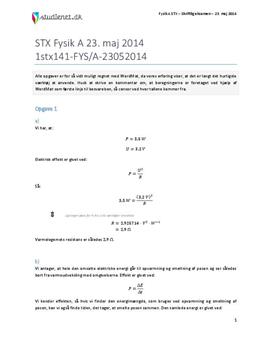 STX Fysik A 2014 23. maj - Besvarelse af eksamenssæt