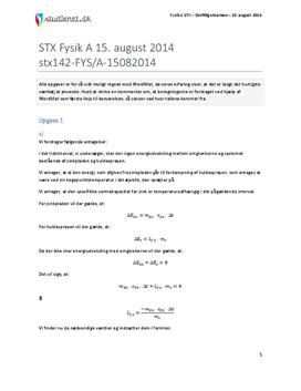 STX Fysik A 2014 15. august - Besvarelse af eksamenssæt