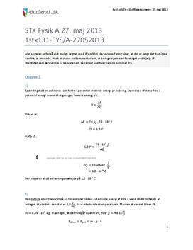 STX Fysik A 2013 27. maj - Besvarelse af eksamenssæt