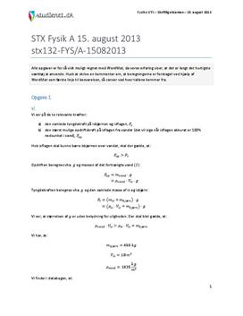 STX Fysik A 2013 15. august - Besvarelse af eksamenssæt